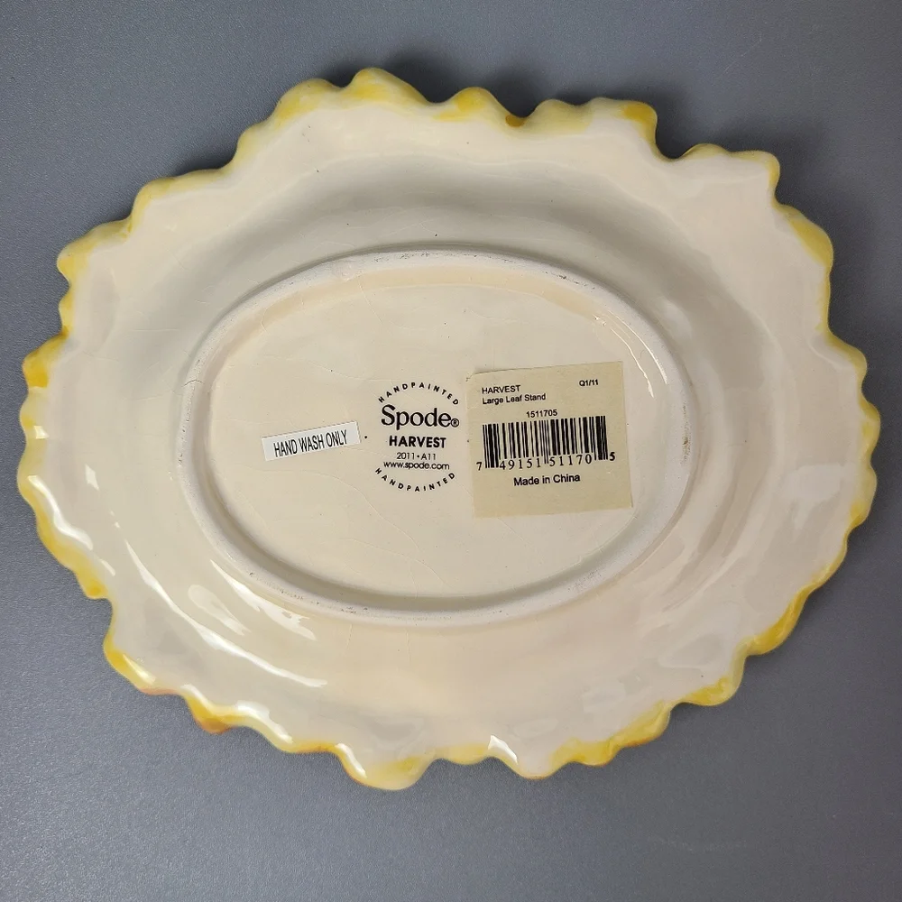Spode Harvest Collection Hand-Painted Salt Pepper Shaker Tray Set